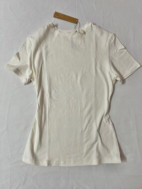 SKIMS Cotton Jersey Crew Neck Top T-shirt White Marble